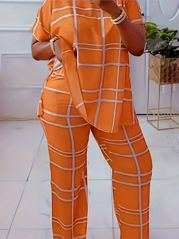 Conjuntos de 2 piezas para mujer, conjuntos a juego con estampado a rayas, Top, pantalones, trajes, ropa 2024