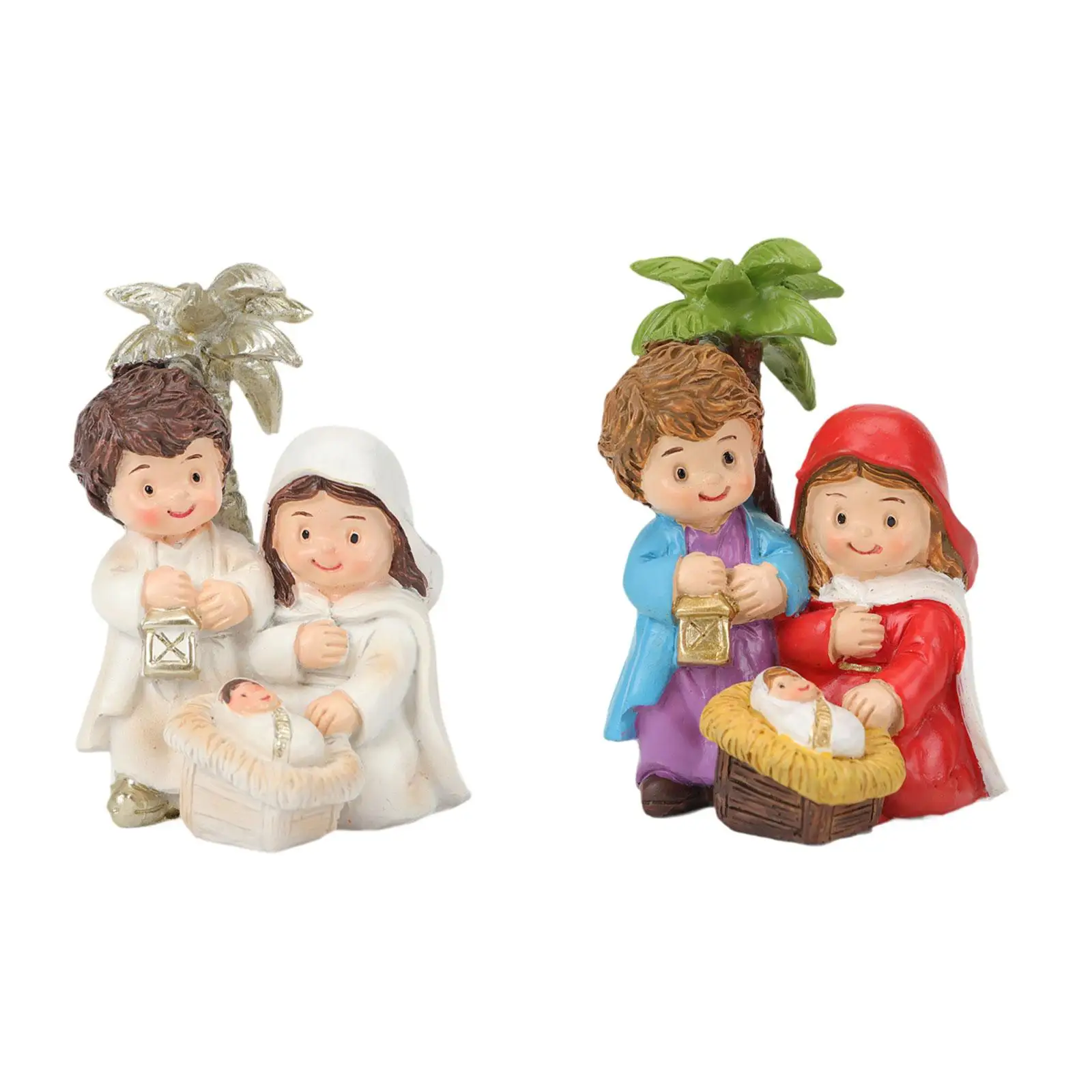 Holy Family Figurine Jesus Born Sculpture Joseph Christmas Nativity Scene Statue for Entryway Countertop Mantel Bookshelf