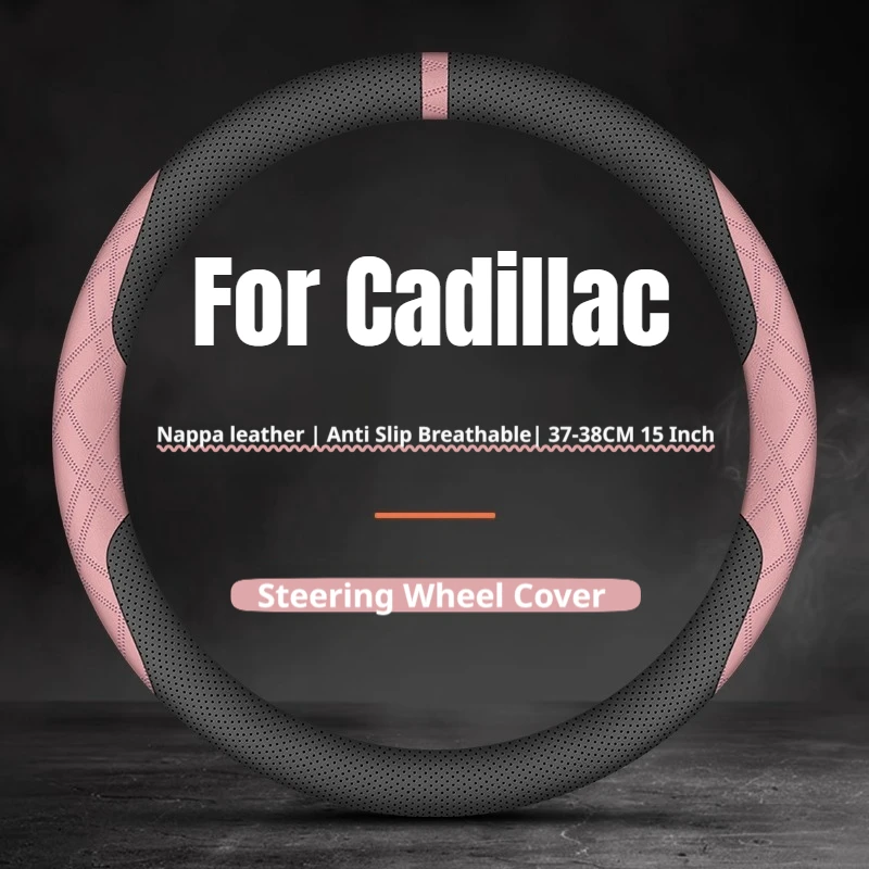 2026 Two‑Tone Color Car Steering Wheel Cover Leather Ultra Thin For Cadillac ATS CTS XTS XT4 XT5 XT6 CT4 CT5 CT6 Car Accessories