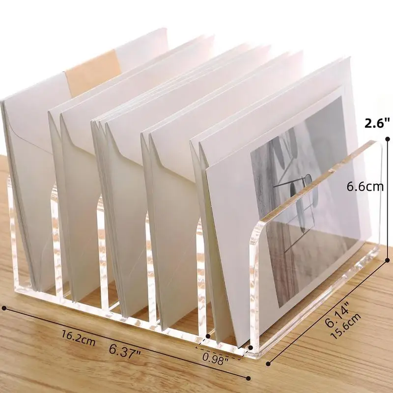 File Organizer Stand 5 Sections Vertical File Rack Mail Organizer Countertop Document Sorter For Envelope Folder