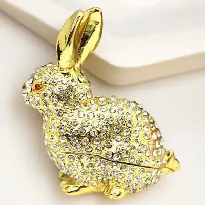 

Metal Trinket Box Vintage Rabbit Shaped Jewelry Organizer Small Alloy Decorative Case For Women Desktop Bunny Ornament