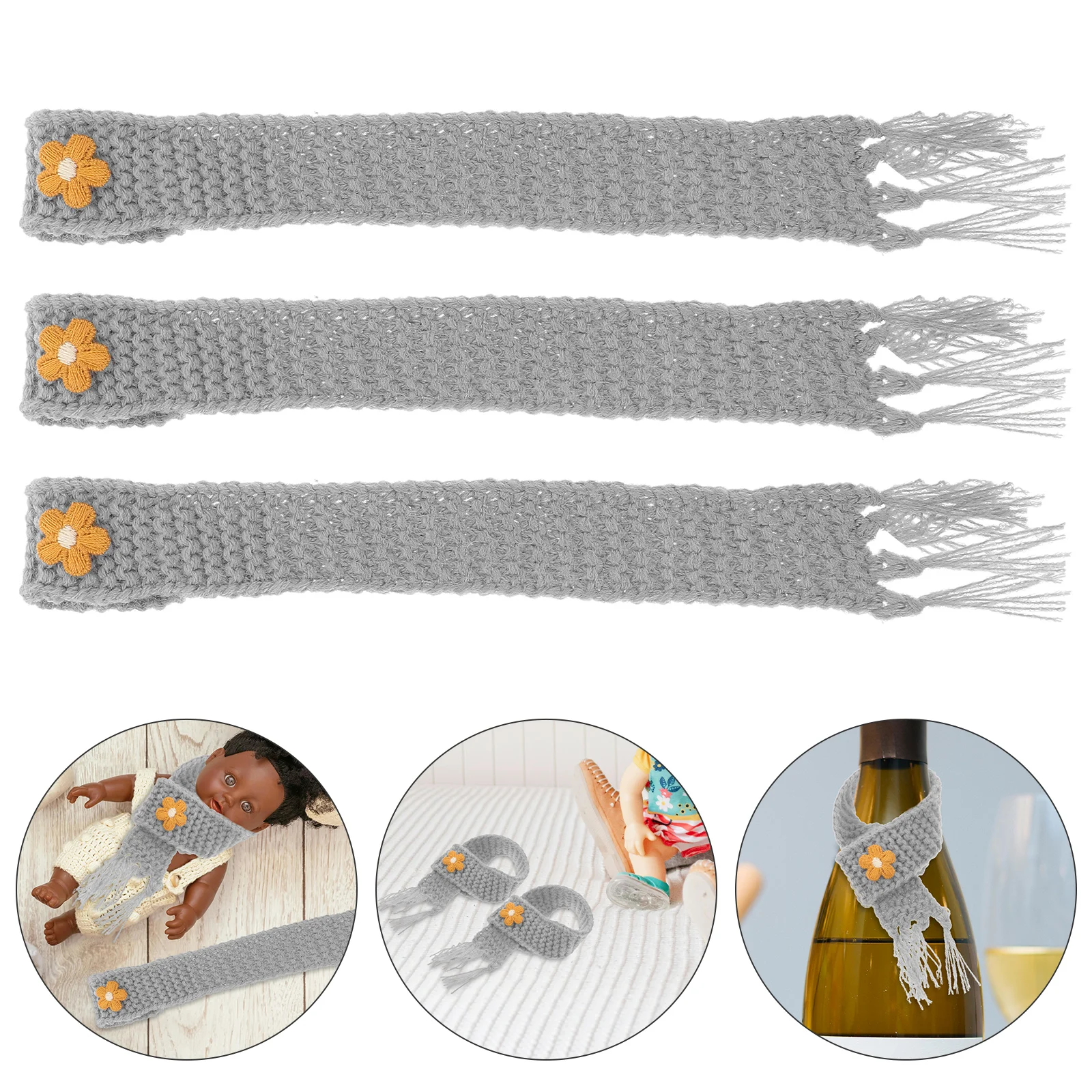 

5 Pcs Mini Scarf Scarves for Crafts Accessories Lovely Fashion Yarn Ornaments Hand Knit