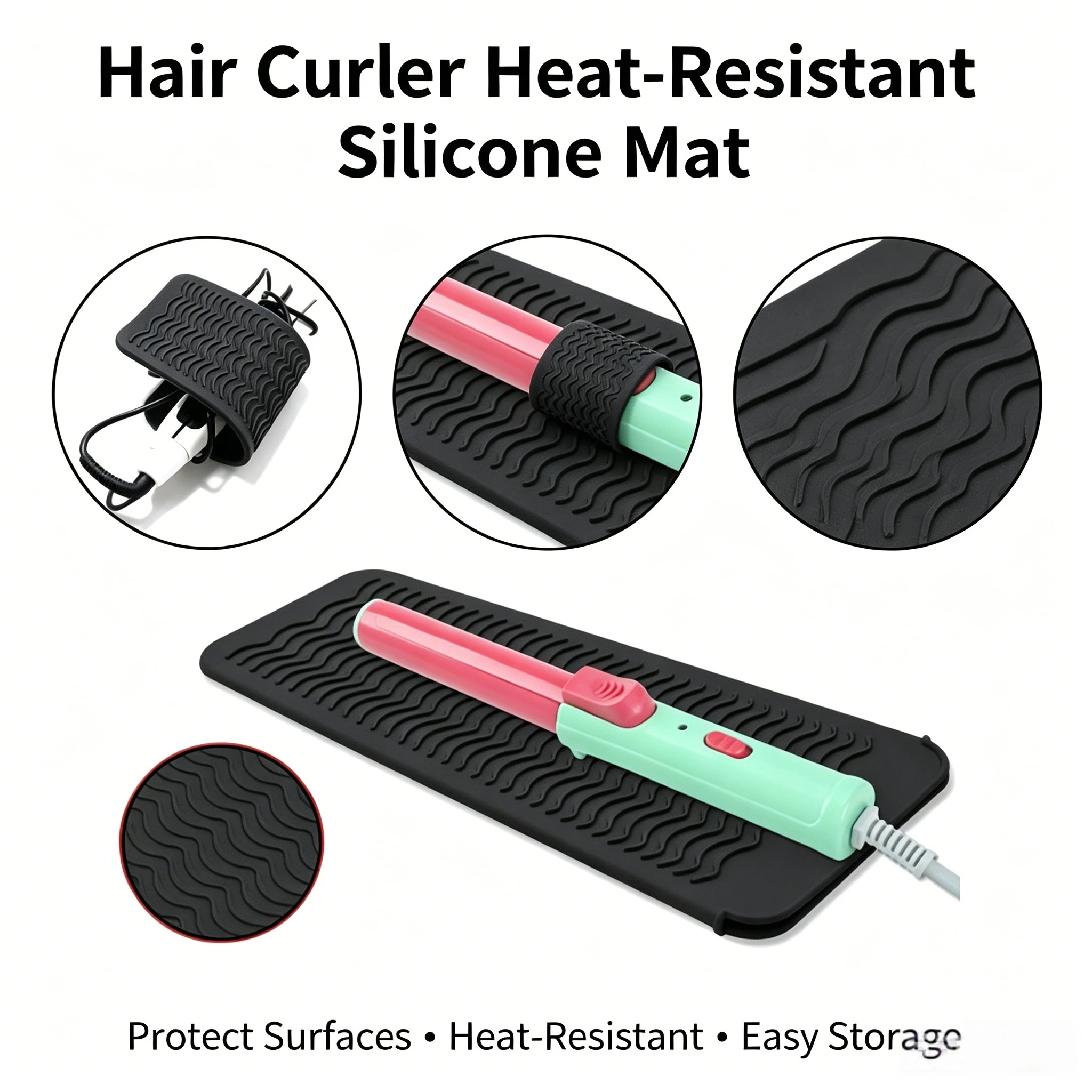 Silicone Heat Resistant Mat for Hair Straightener Flat Iron Curling Iron Tool Professional Styling Tool Anti-heat Mats