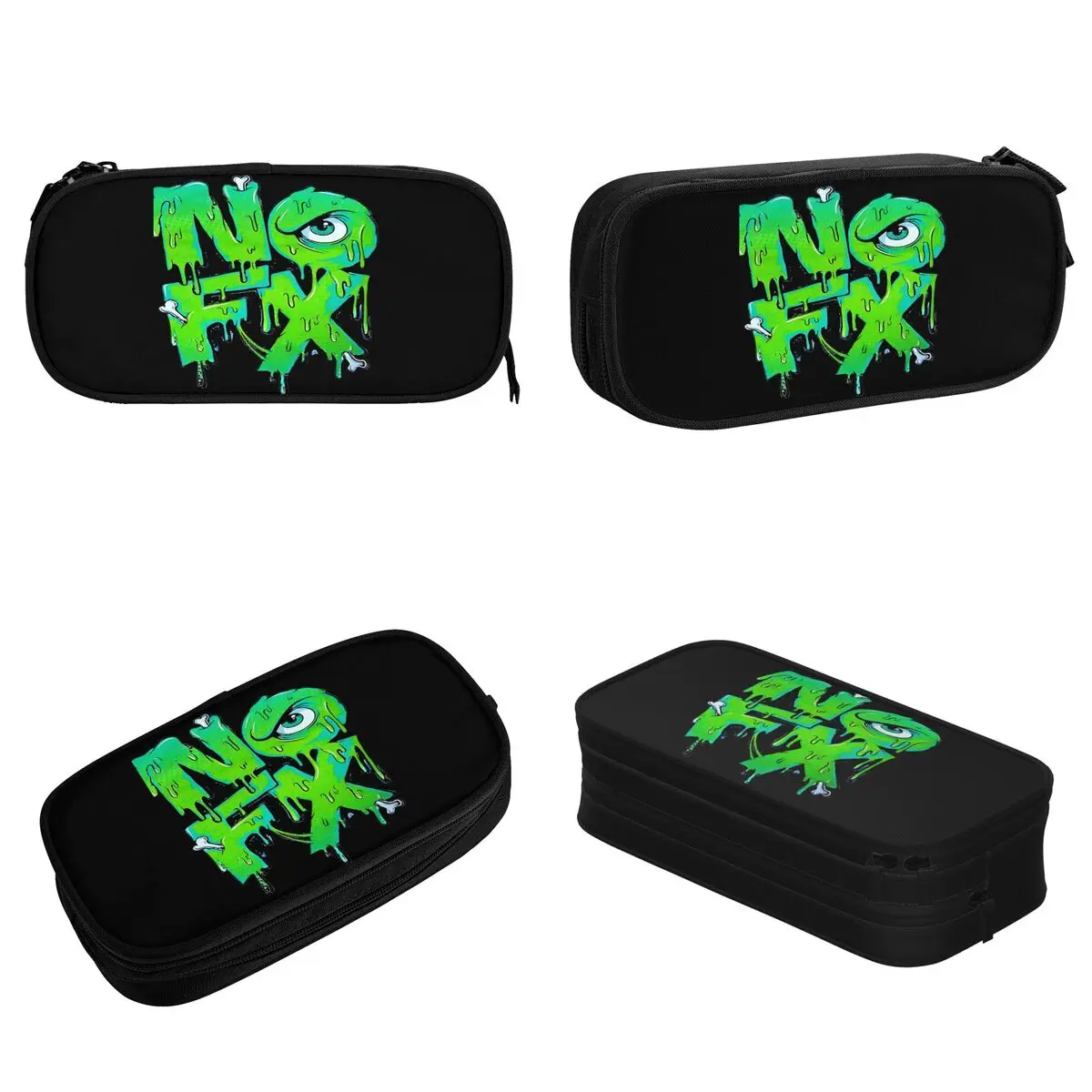 Cool NOFX Logo Pencil Case Fun Punk Rock Band Pen Box Pencil Bags Student Big Capacity School Supplies Cosmetic Pencil Box