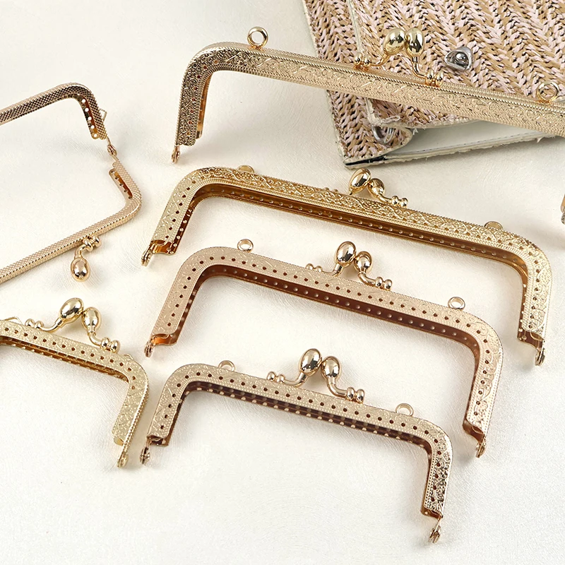 

2Pcs 8.5-20cm Gold Embossed Metal Purse Frame Kiss Clasp for Women's Handbag Wallet Bag Handle DIY Handmade Bags Accessories