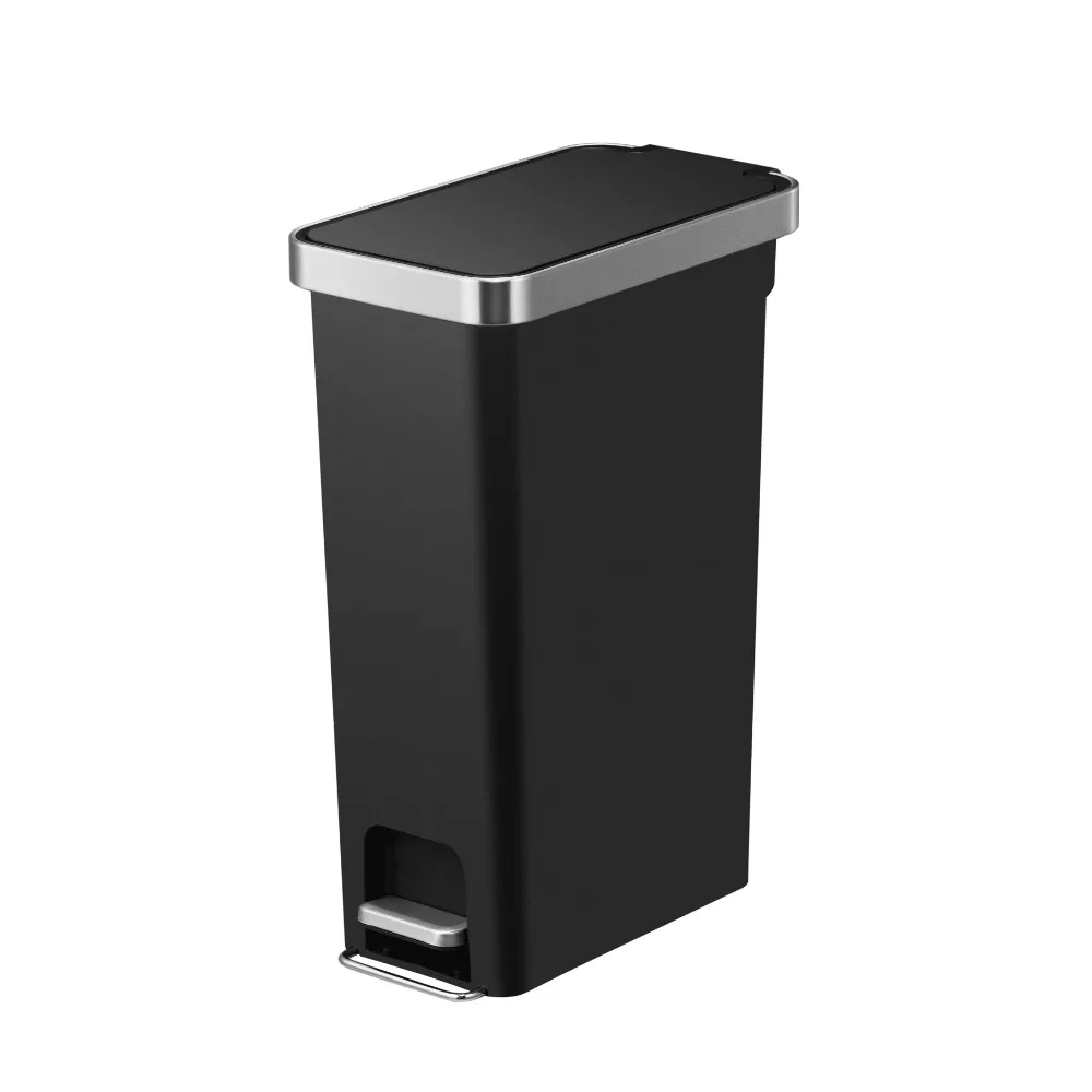 

Wastebasket 10.5 Gallon Trash Can Food Waste Plastic Slim Step-on Kitchen Trash Can Recycle Bin Household Cleaning Free Shipping