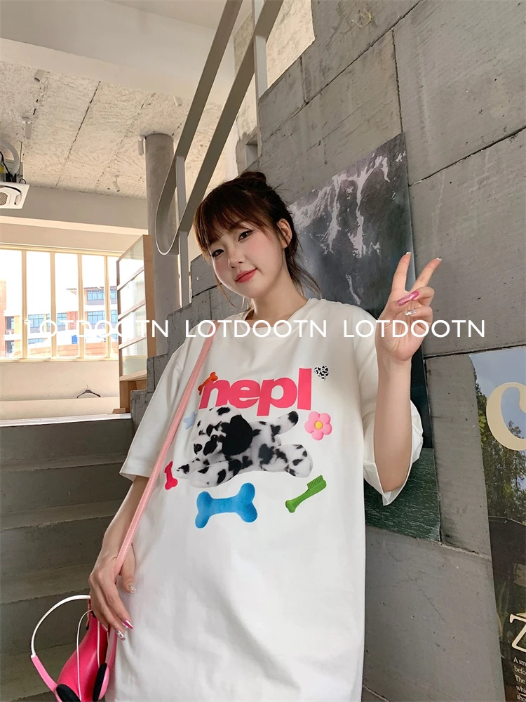 LOTDOOTN Summer Y2K Top Hip Hop E-girl Graphic Print Cotton Harajuku Top Vintage Punk Tee Casual Streetwear Short Sleeve T-shirt