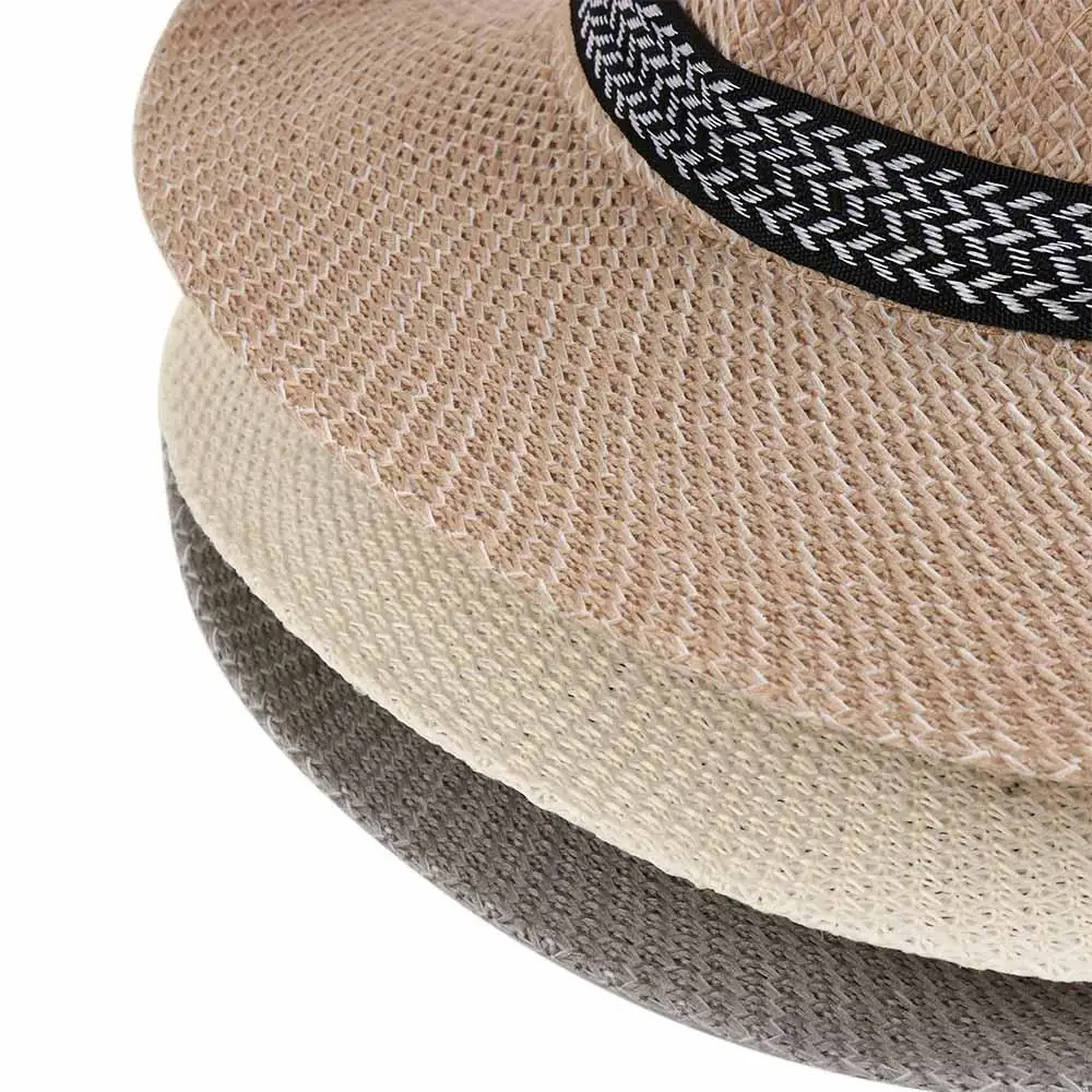 Sombrero de verano fresco para papá, sombrero de viaje estilo bohemio para mujer, sombrero de Panamá para hombre mayor, sombrero para el sol, sombrero de paja para hombres de mediana edad, Color sólido