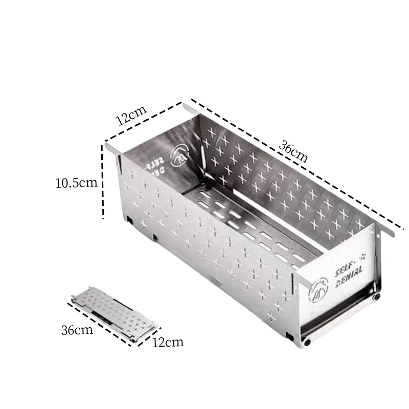 IGT Table Storage Box 0.5 Unit Cool Silver Black Stainless Steel Storage Box Outdoor Camping IGT Table Accessories