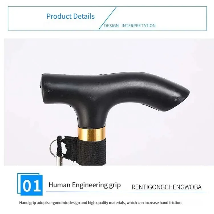 Verstellbarer, teleskopischer, tragbarer, zusammenklappbarer Gehstock aus Aluminiumlegierung, Wanderstock, rutschfeste Gehkrücken für ältere Menschen – Detail 7