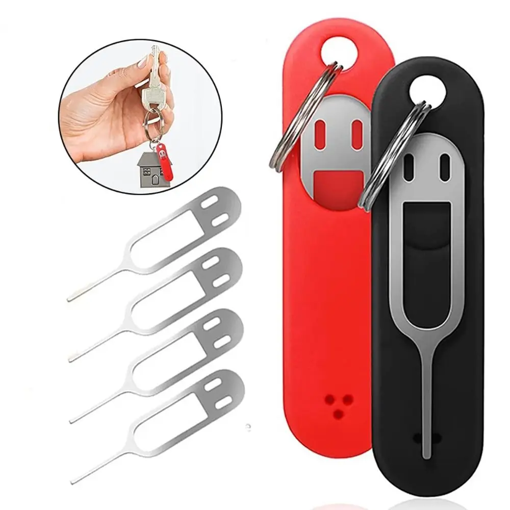 1Pcs with Detachable Keyring Card Pin Mini Portable Keychain Charm Anti-Lost Mobile Phone SIM Card Removal Tool for Smartphones