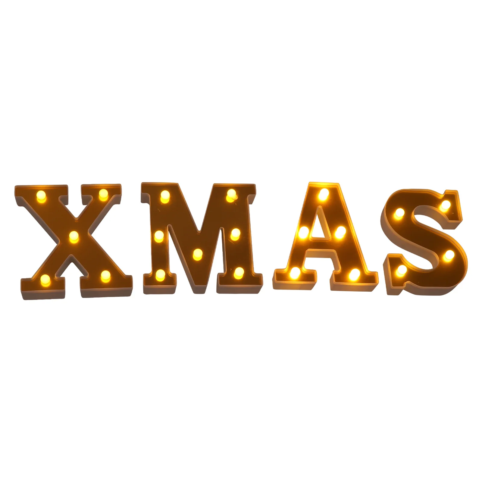 

4 Pcs Christmas LED Modeling Lamp outside Decor Letter Neon Lights Happy Plastic Decorative