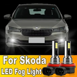 2Pcs LED Fog Light Bulbs H8 H11 H16JP Lamps For Skoda Fabia Superb 2 3 Octavia mk2 mk3 a5 a7 Rapid Scala Yeti Kodiaq Karoq Kamiq