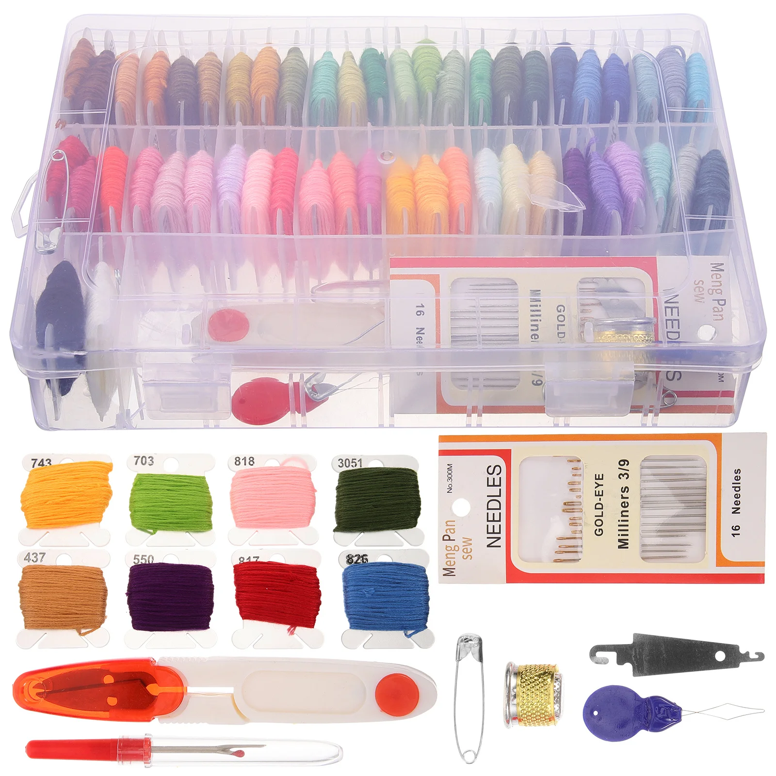 

Embroidery Kit Punch Set 50 Colors Colored Wool Thread Plastic Box Embroidery Tools Starter Cross Stitch Tool Kit for DIY Art