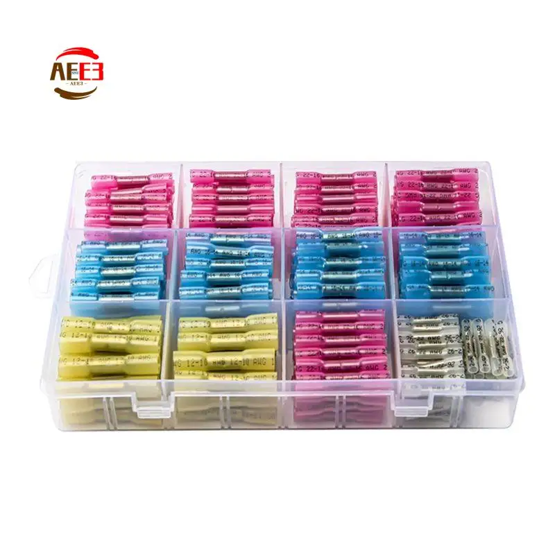 AEE3-350PCS Heat Shrink Butt Connectors, Marine Grade Waterproof Wire Connectors Kit,Crimp Connectors For Truck