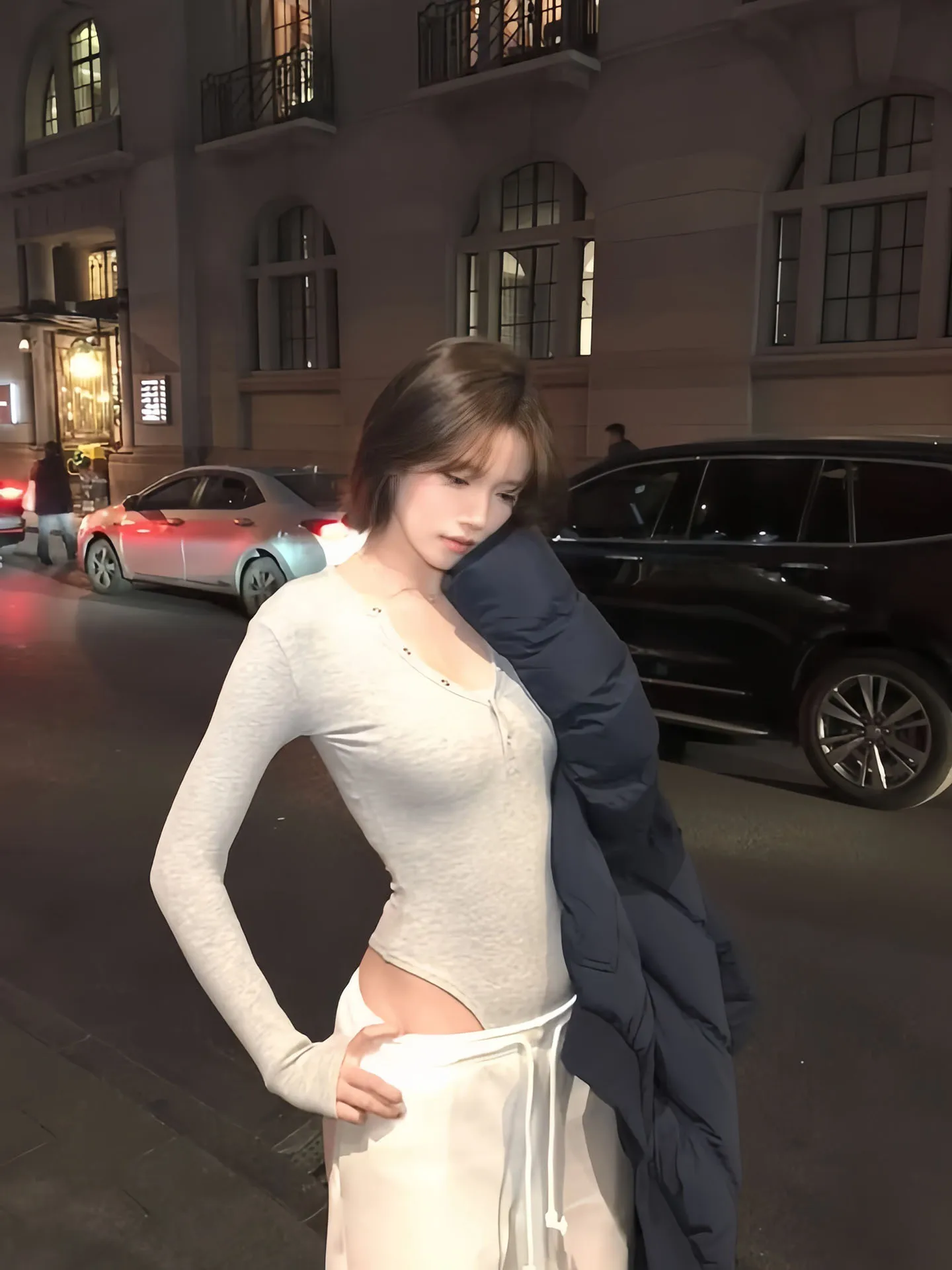 Sexy American Sle Long Sve Bodysuit Women's Autumn Winter Slimming Button up Base Layer T-irt Top High Waist orts