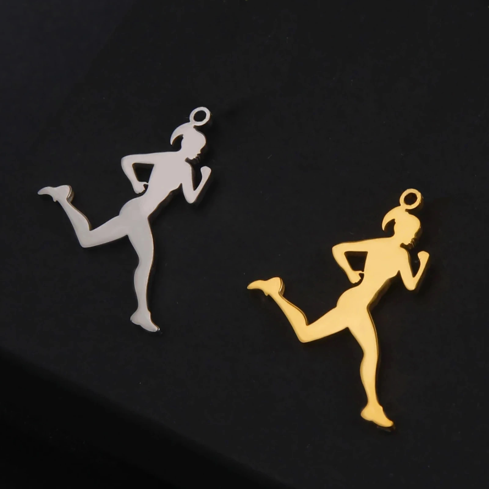 Teamer Dancer Gymnastics Pendant Charms for Jewelry Making Women Stainless Steel Sports Necklace Pendant Gymnasts Valentine Gift