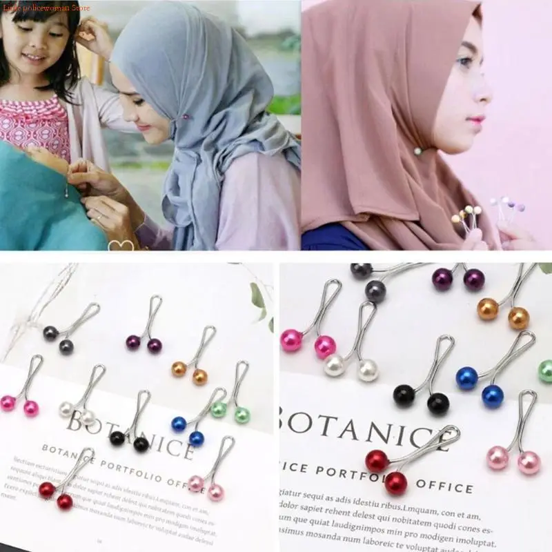 F92D Muslim Women Scarf Clip Pin Hijab Stainless Steel Hairpin Muslim Fashion Yarn Scarf Clip Pin  Muslim Fixed Pins