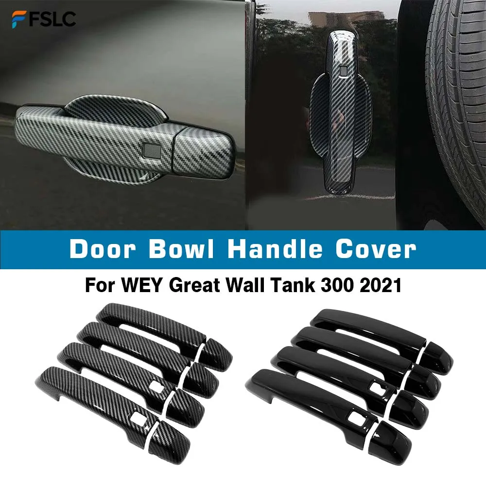 

⭐Genuine⭐ Car Decoration Door Bowl Handle Cover For WEY Great Wall Tank 300 2021 Carbon Fiber Charred Black Cars Accessories