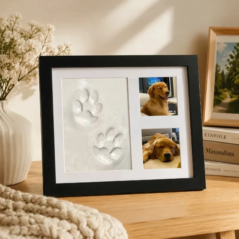 DIY Pet Paw Print Memorial Kit with Clay Mold and Photo Frame Exquisite Gift Box for Dogs Cats Pet Couple Keepsake Creative Pet