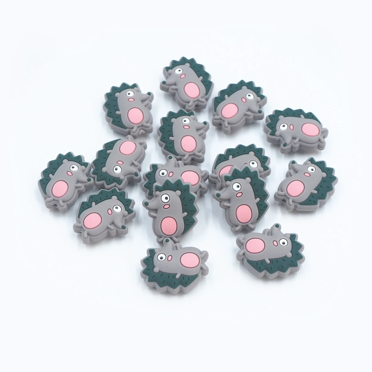 Chenkai 10PCS Hedgehog Focal Beads Silicone Charms For Pen Making Character Beads For Beadable Pen Baby Pacifier Dummy Chains