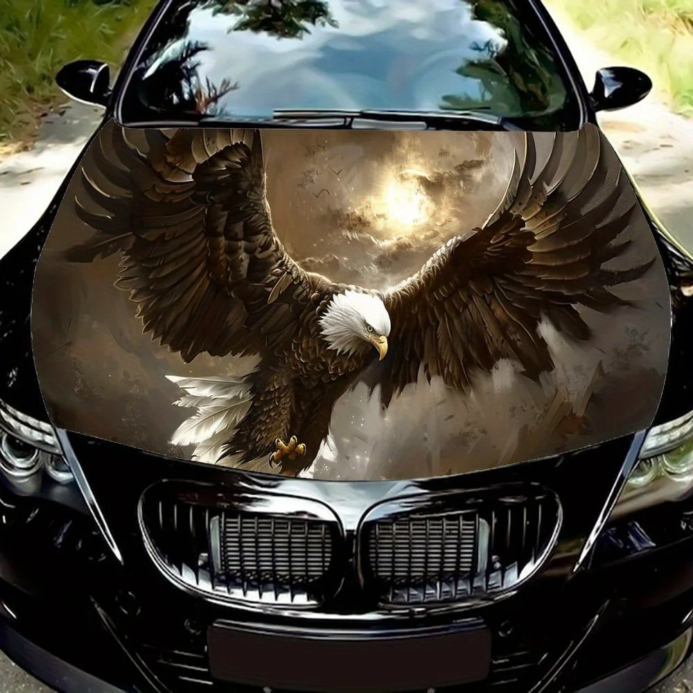 

Moonlight Flying White-tailed Sea Eagle Car Hood Decal Sticker Wrap Vinyl Film Car Hood Protective Film Gift Self-adhesive Water