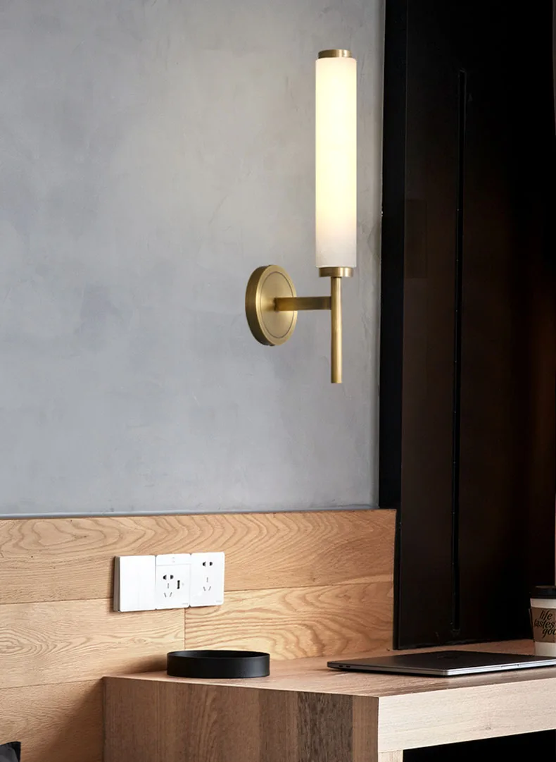 Natural Marble LED Wall Lights Black Gold Copper Foyer TV
