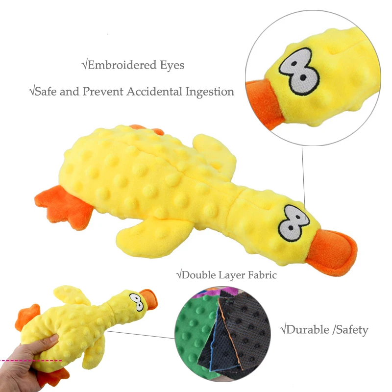 Funny Pet Plush Toys For Small Large Dogs Squeaky Sounding Chew Toys Duck Shaped Dog Interactive Toy Supplies