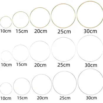 금속 꽃 후프 골드 공예 파티 장식, 금속 드림 캐처 링, 마크라메 10cm 15cm 20cm 25cm 30cm