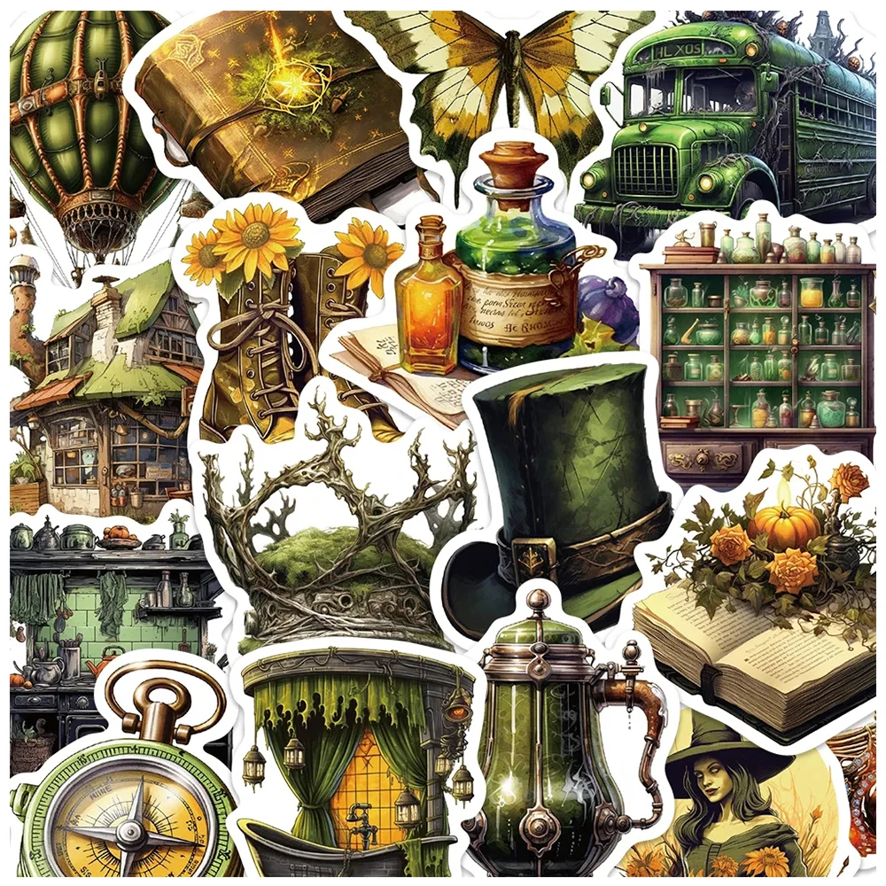 10/30/50 Stück Vintage Magic Forest Hexe Cartoon Aufkleber Cartoon Ästhetische Kunst Aufkleber DIY Skateboard Telefon Gepäck Aufkleber Pack