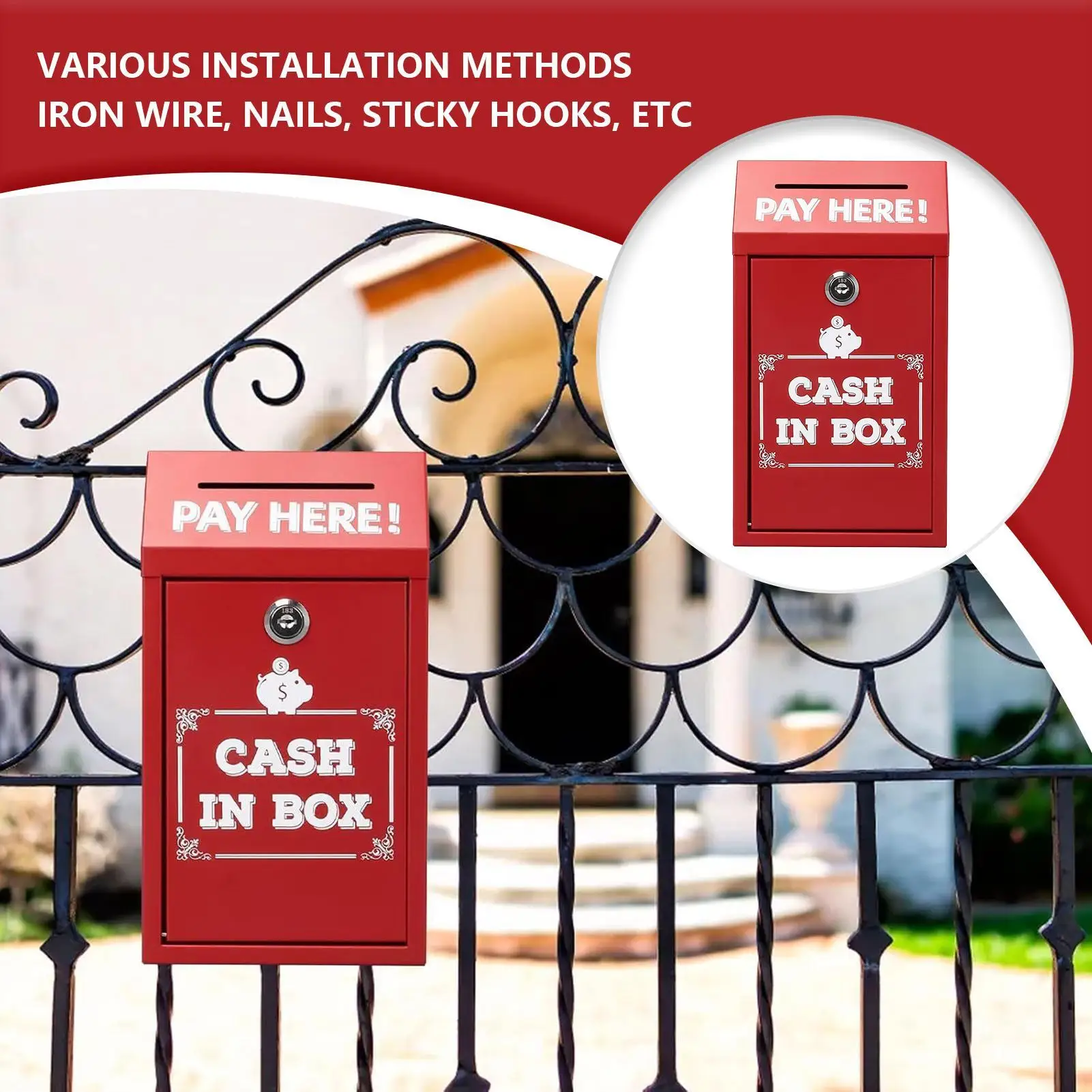 Donation Boxes For Fundraising Safe Cash Collection Donation Box With Lock Metal Charity Mailbox With Key Slot Wall Mounted