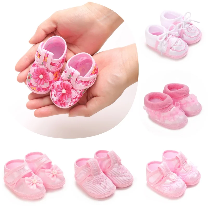 Newborn Baby Boy And Baby Girl's First Pair Of Dipping Shoes Soft Soled Walking Shoes Cute Cartoon Bow Multiple Styles -9CM/10CM