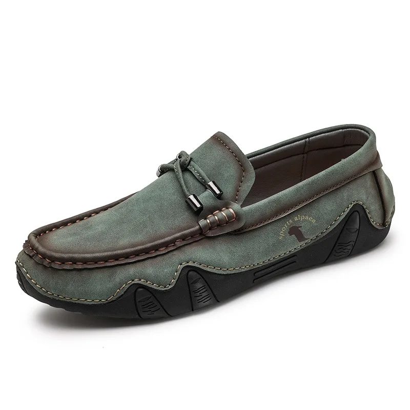 Sapato de direção de couro costurado à mão masculino, sapatos de encostar, polvo, casual, outono, primavera, novo, M1027