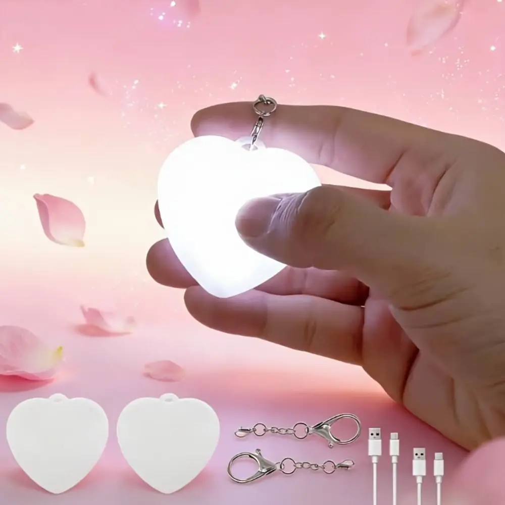 Automatic Motion Activation Heart-Shaped LED Light TypeC Charging Touch Control Wallet Light Portable Mini Keychain Light