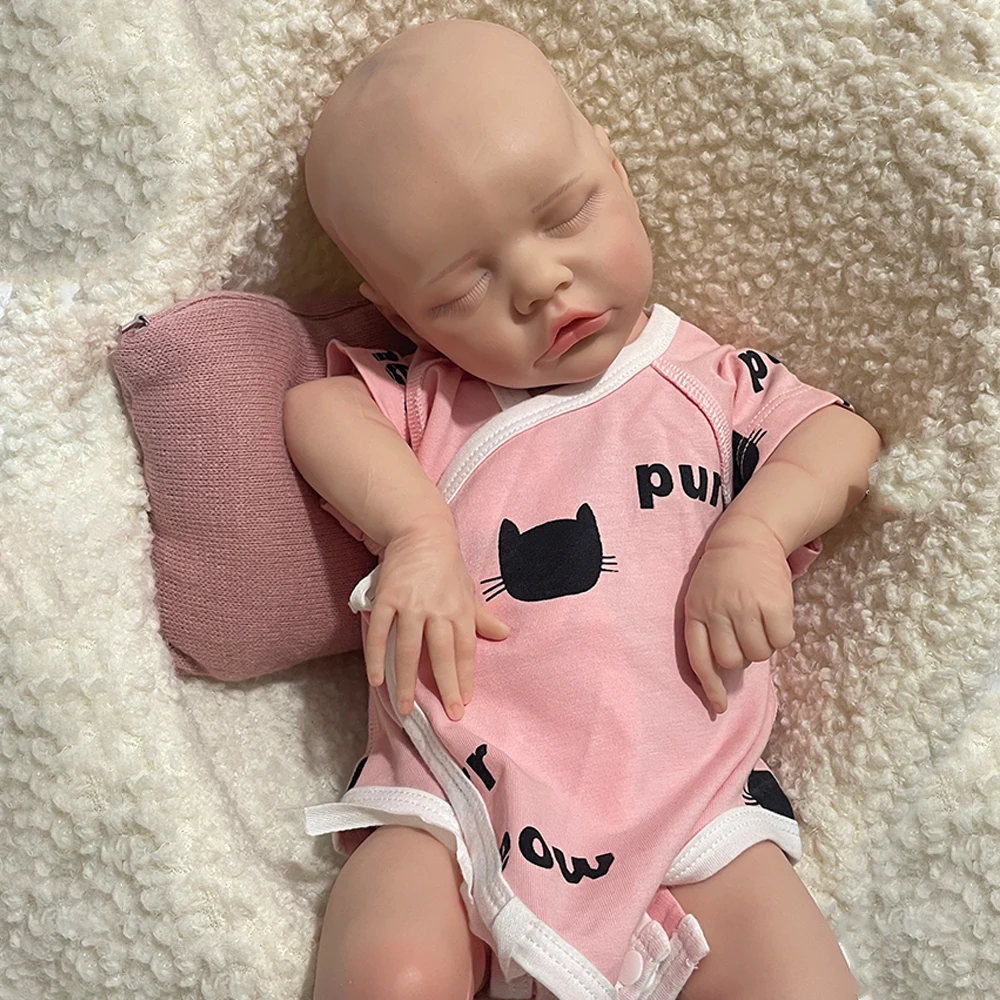 

Unpainted 18inch Full Body Silicone Reborn Baby Doll Girl Lifelike Realistic Sleeping Doll Bebe Toys for Children Gift