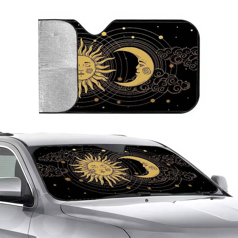 ساحرة الشمس القمر زجاج السيارة الأمامي مضحك الشمس الظل طوي الأشعة فوق البنفسجية الشمس قناع حامي ظلة للنافذة الأمامية #3