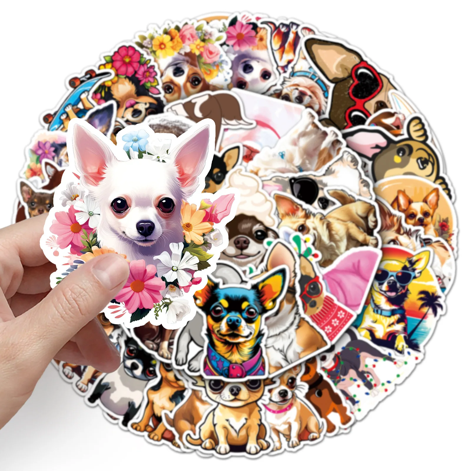 50Pcs Chihuahua Stickers for Wall Laptop Phone Bottle Sticker Waterproof