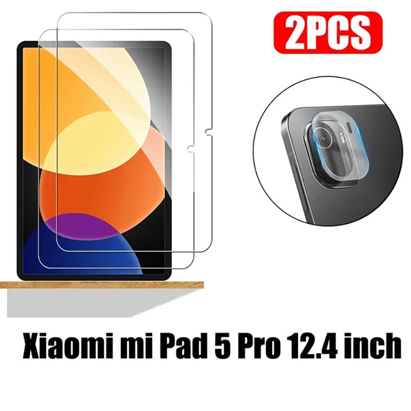 2 Pieces HD FOR Pad 5 Pro 12.4  inch Tablet Protective Film Scratch Proof Tempered Glass Screen Protector With lens film