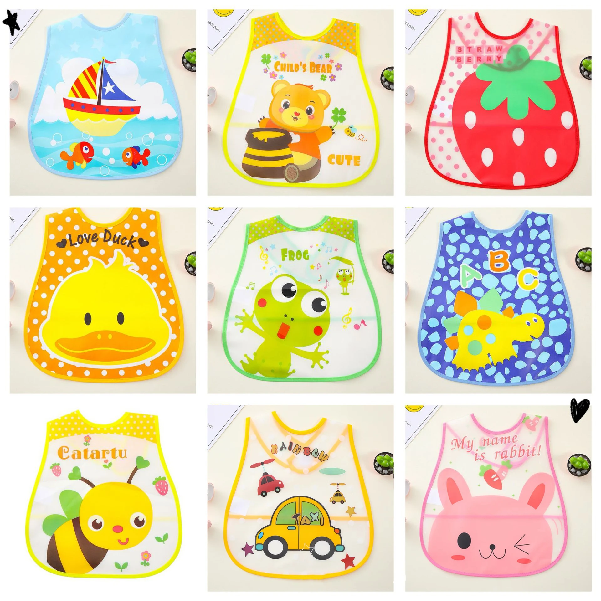 

Anti Dirty Apron Feeding Drool Towel for 1-3 Years Old Children Cartoon Reusable Baby Waterproof Bib Cute EVA Saliva Towel
