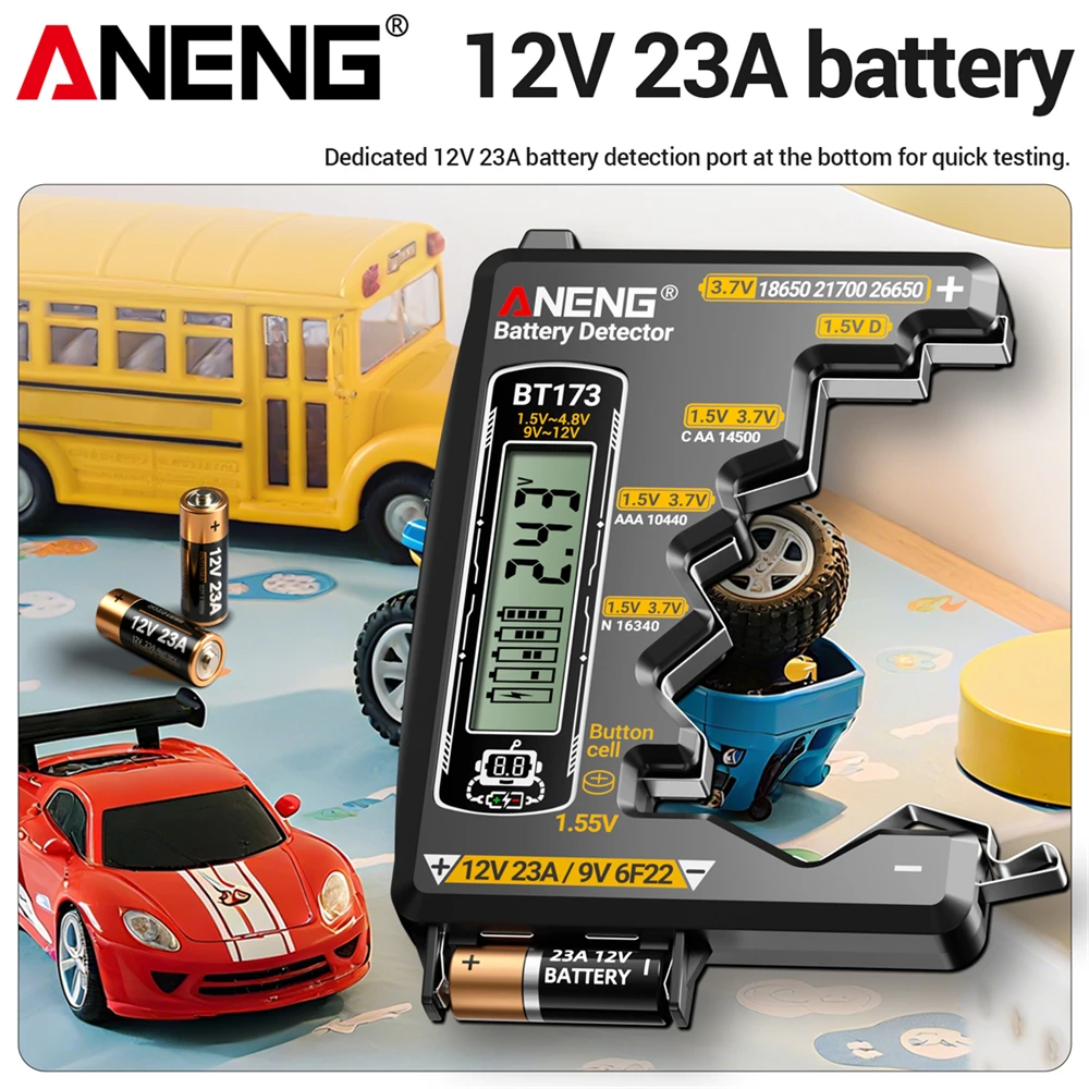 Тестер напряжения аккумулятора ANENG BT173, литий-ионные аккумуляторы, детектор с двойным дисплеем 18650 21700, 12 В, 23 А, электроника, инструменты