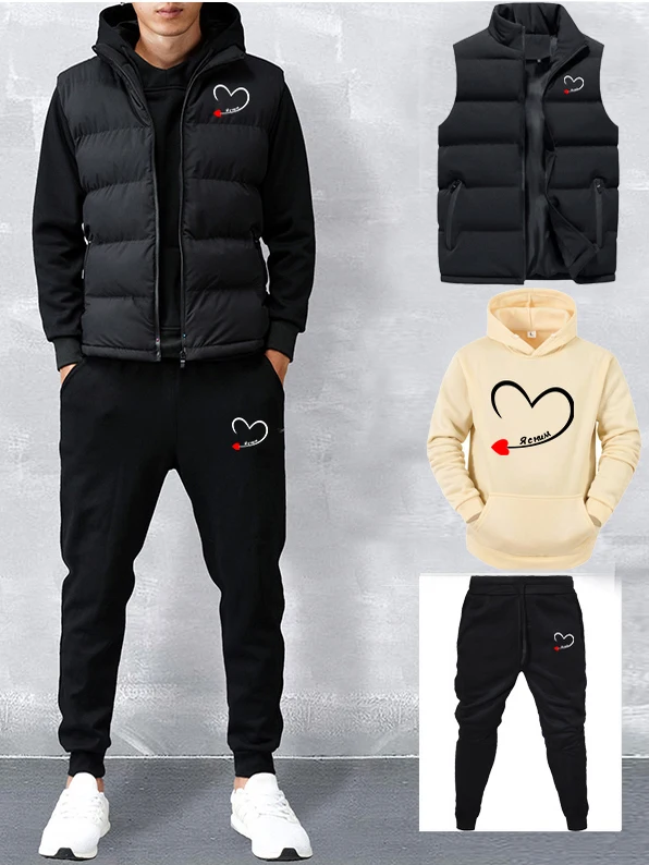 

Мужская и женская толстовка с принтом на подкладке Fce, жилет, комплект из футболки, повседневная спортивная одежда для пар, длинные брюки из полиэстера