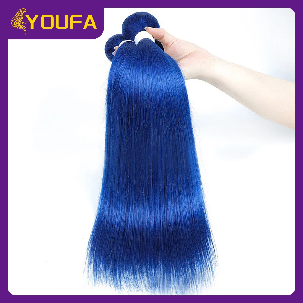 Light Pink Straight Human Hair Bundles One Bundle 100% Brazilian Human Hair Weave Pre Colored Grey Blue Purple Green Human Hair