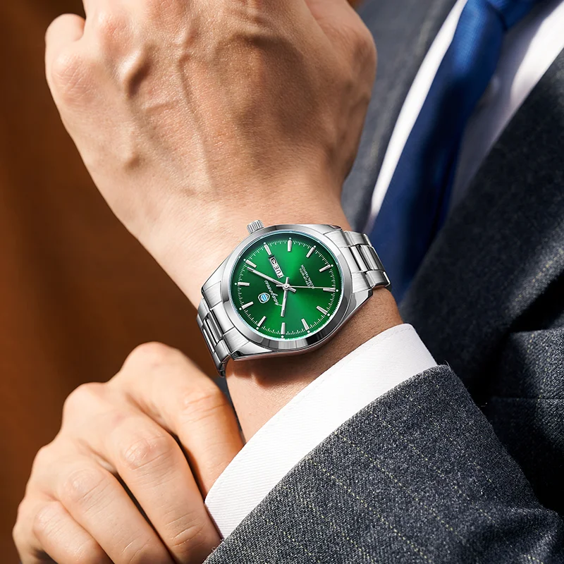 PAAZOMU العلامة التجارية الفاخرة رجل ساعة اليد مقاوم للماء مضيئة تاريخ الرجال الساعات الفولاذ المقاوم للصدأ كوارتز ساعة رجالي reloj 2025 #5