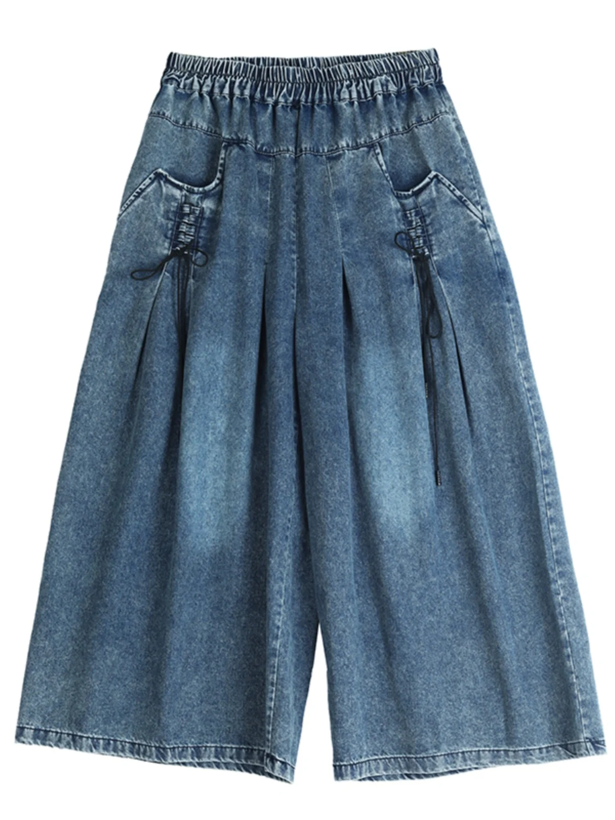 Jeans da donna taglie forti Pantaloni larghi elastici dimagranti casual versatili a gamba dritta Primavera 2025 Pantaloni larghi in denim blu