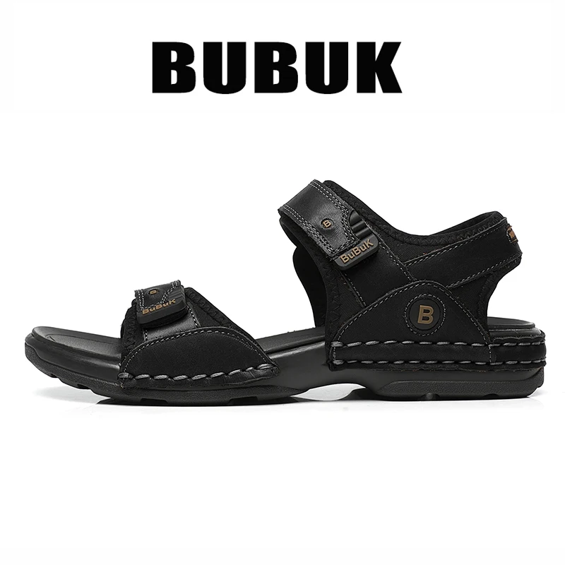 Bubuk Herren-Sandalen aus echtem Leder, hergestellt aus hochwertigem Rindsleder, Outdoor-Strandsandalen, atmungsaktives offenes Zehendesign, geeignet für Strand, Freizeit und Outdoor-Aktivitäten. – Detail 4