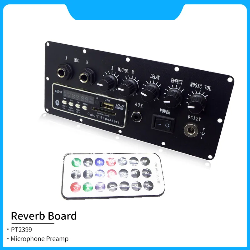 PT2399 Reverb Board Karaoke Microphone Preamplifier Multifunction Reverberation Echo With Bluetooth TF USB SD For Home KTV Audio