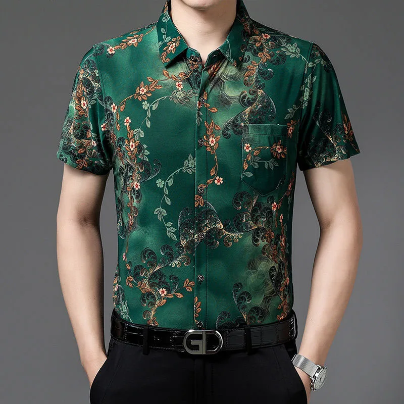 2023 Vintage Trend Printed Polo T Shirt for Men Comfortable Summer New Casual Fashionable Short Sleeve Single-breasted T-shirt