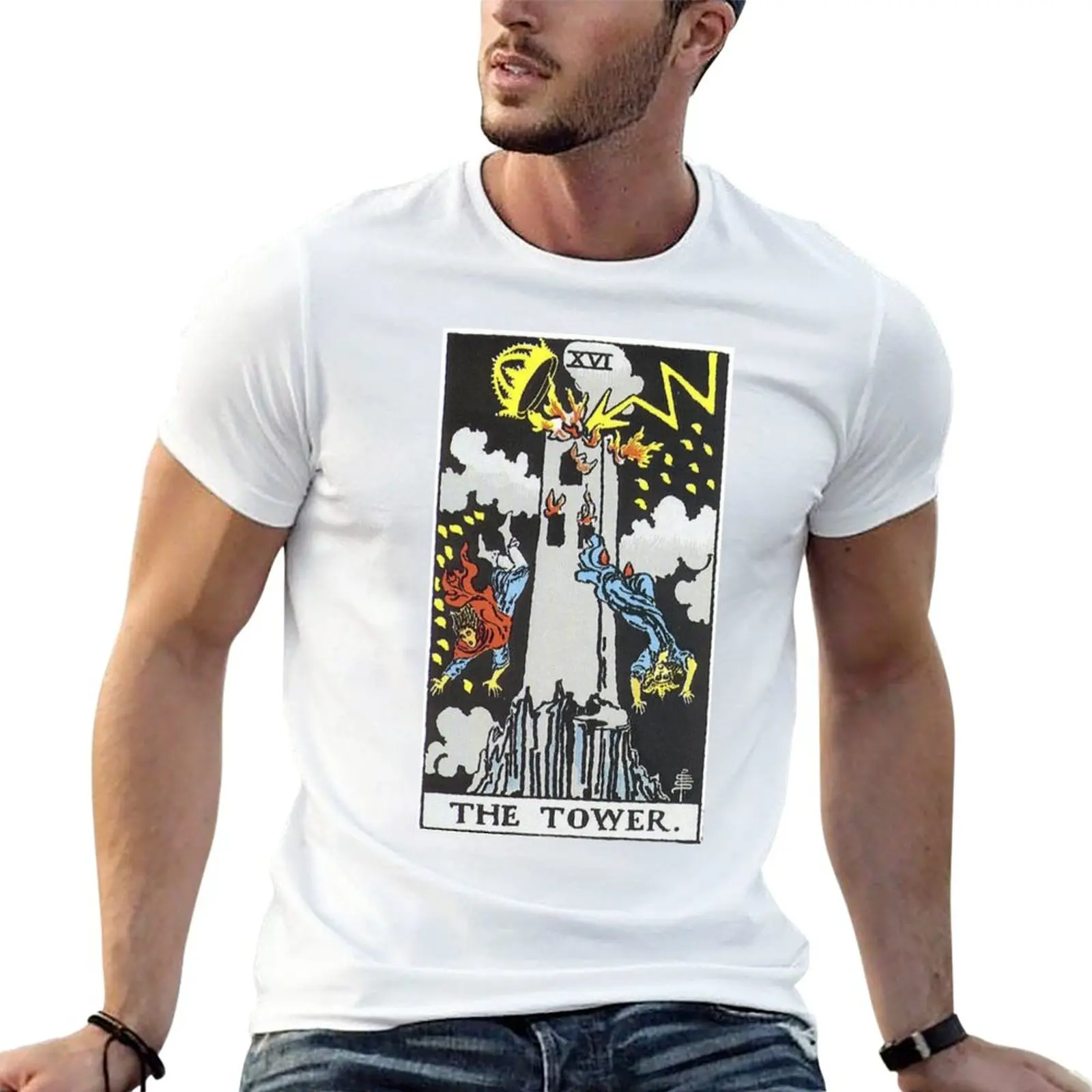 

The Tower Tarot T-Shirt Short sleeve tee sweat shirts mens champion t shirts