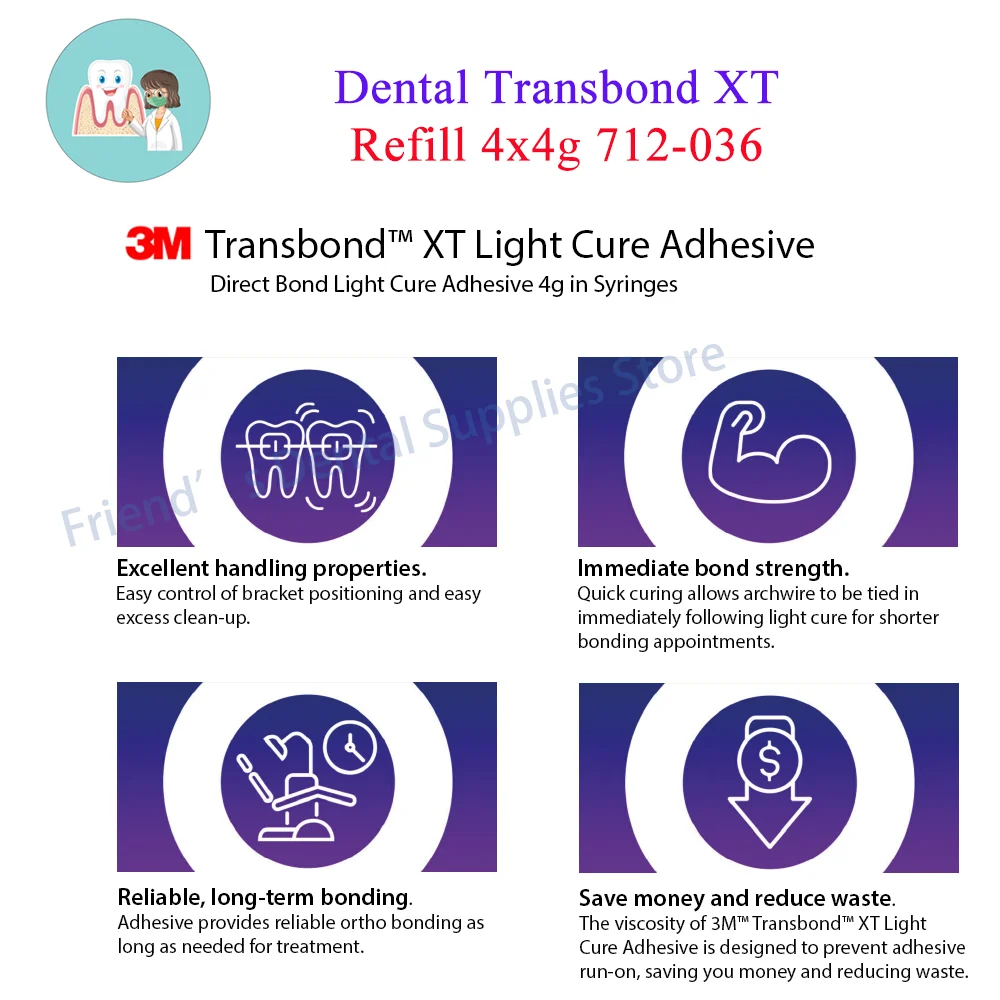 Dental 3M Unitek Transbond XT Light Cure Adhesive 712-036 Dental Direct Bond Light Cure Adhesive 4g in Syringes