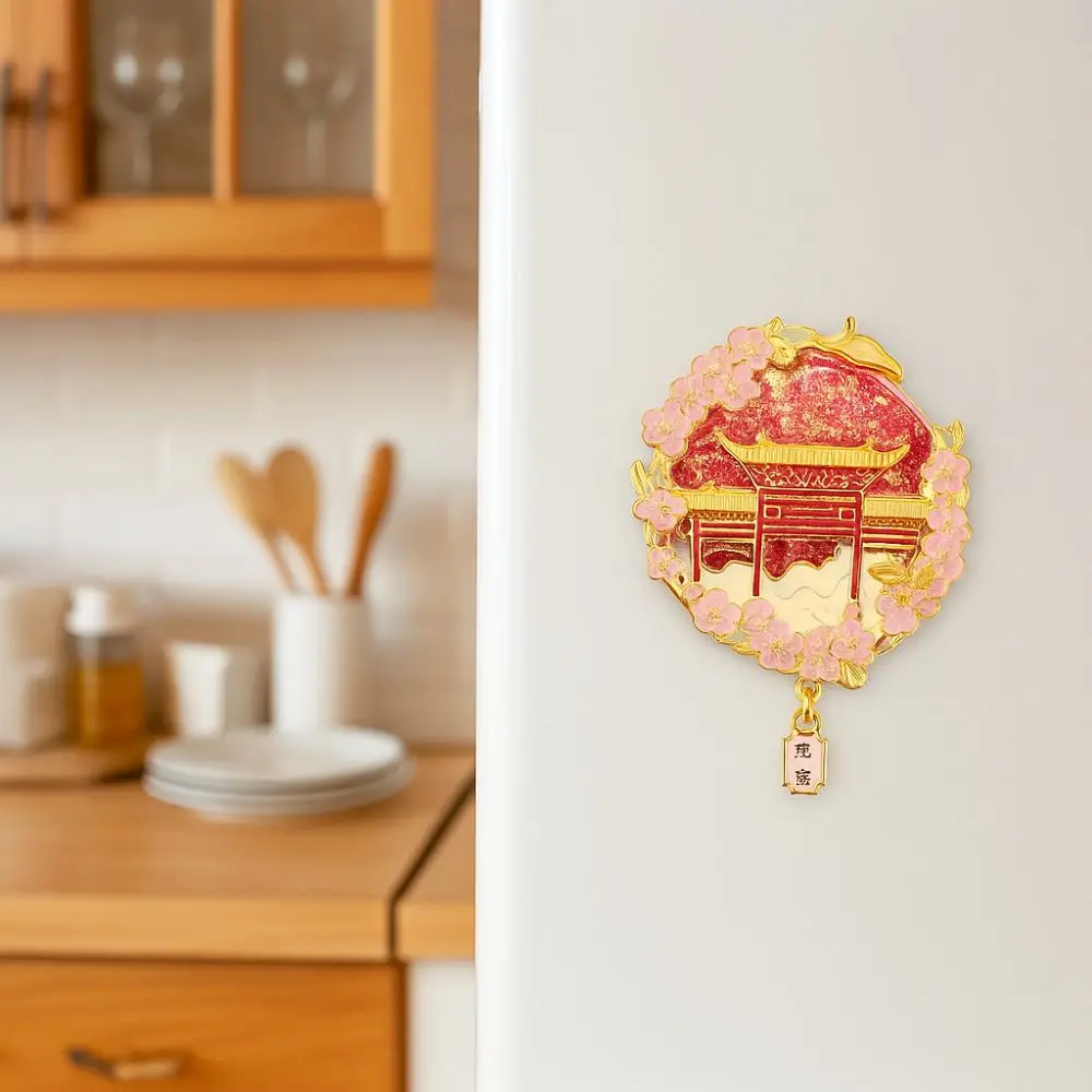

Exquisite Scenic Area Refrigerator Sticker Personality Decorative Refrigerator Magnets Metallic Finish Fridge Sticker